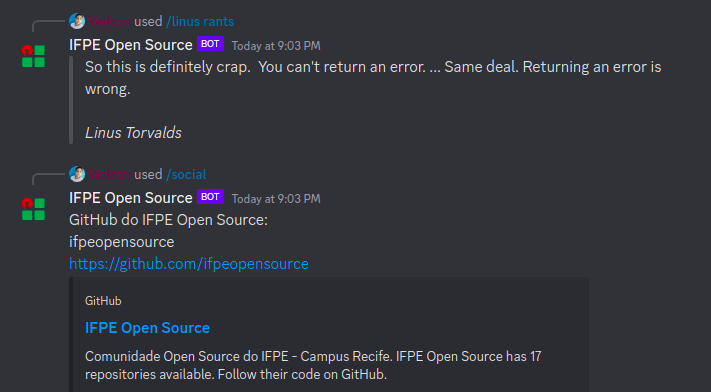 Bot do Discord IFPE Open Source